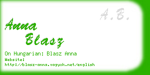 anna blasz business card